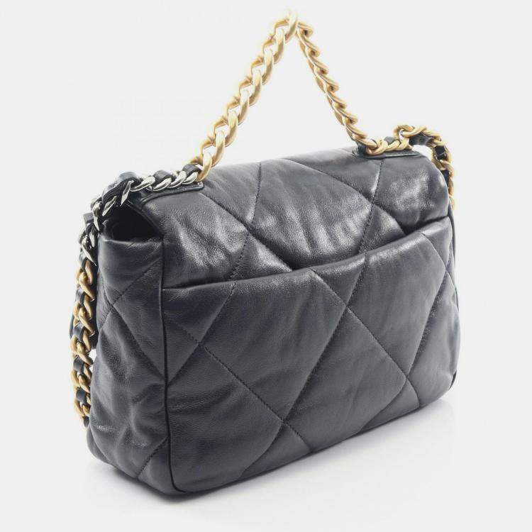 Pre Owned Chanel 19 Navy Blue Leather Shoulder Bag