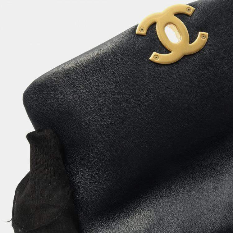 Pre Owned Chanel 19 Navy Blue Leather Shoulder Bag