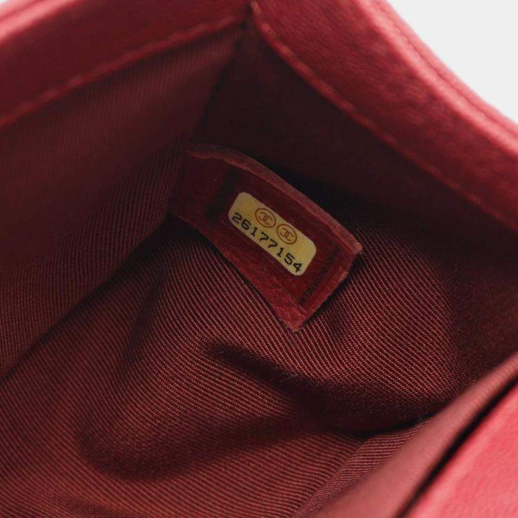 Pre Owned Chanel Boy Small Red Calf Leather Shoulder Bag