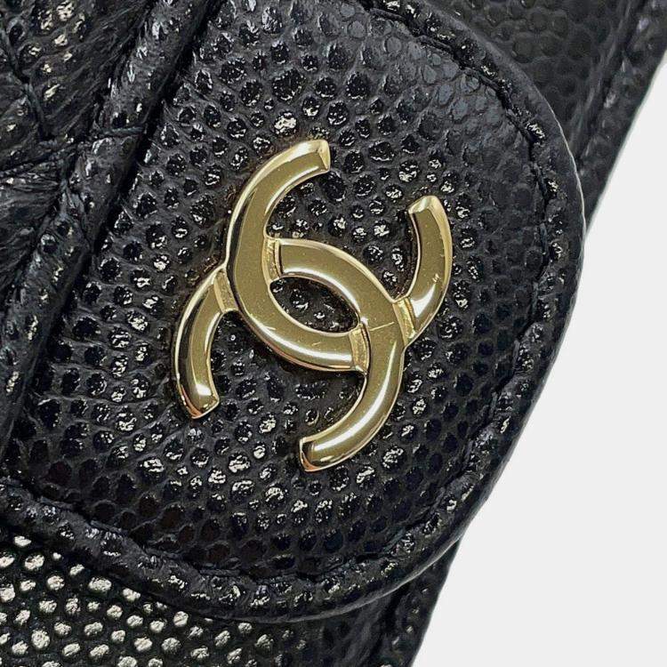 Pre Owned Chanel Matelasse Classic Zip Fragment Black Caviar