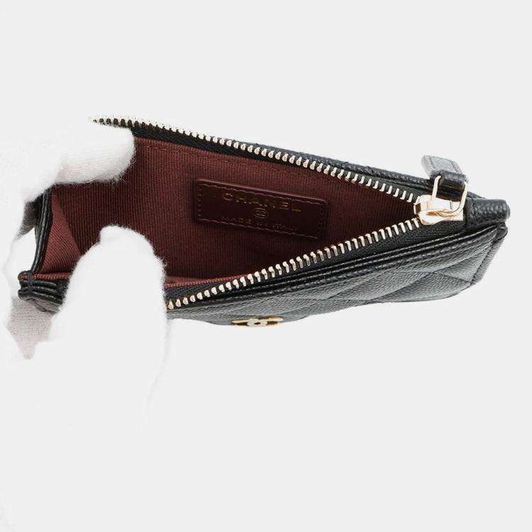 Pre Owned Chanel Matelasse Classic Zip Fragment Black Caviar