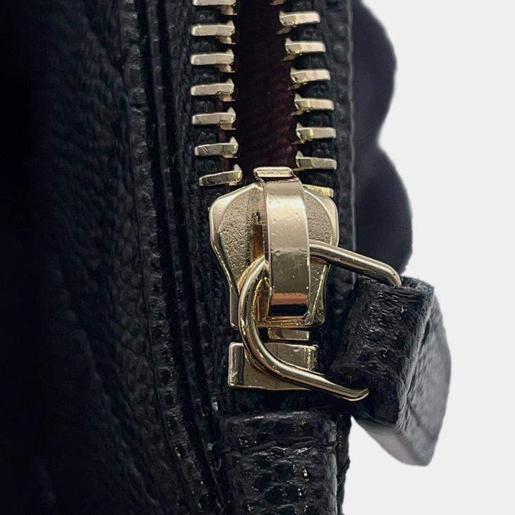 Pre Owned Chanel Matelasse Classic Zip Card Case Black Caviar Leather