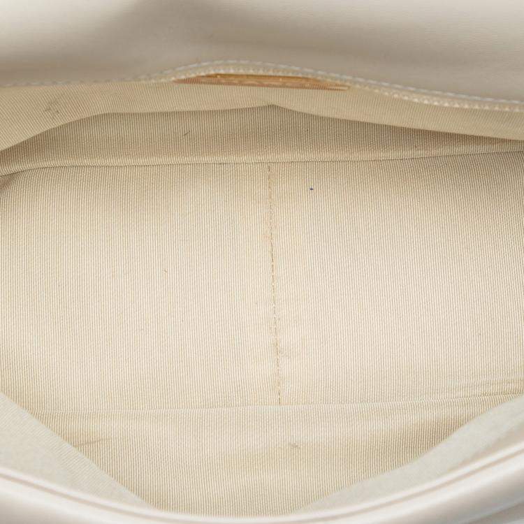 Pre Owned Chanel White Large Lambskin 19 Flap