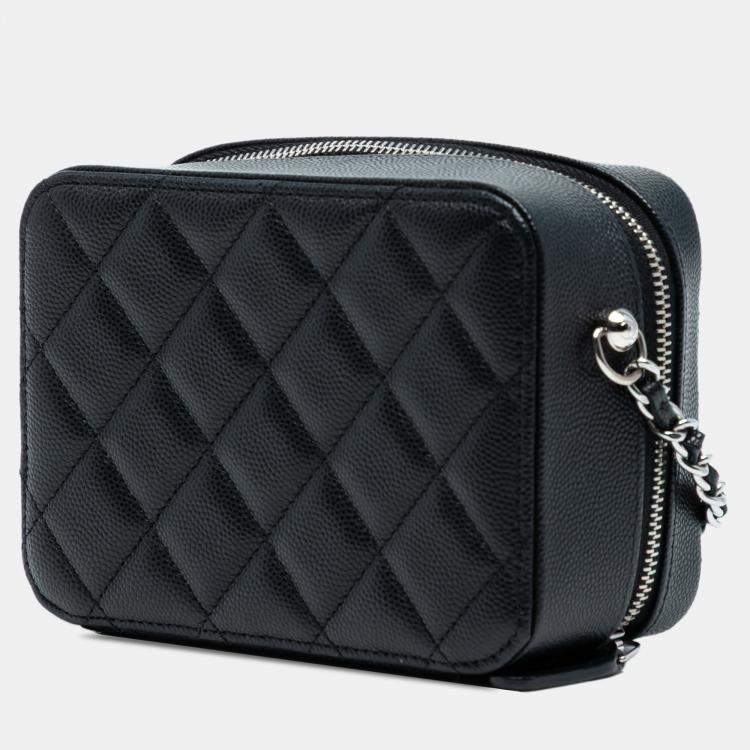 Pre Owned Chanel Black CC Quilted Caviar Camera Bag
