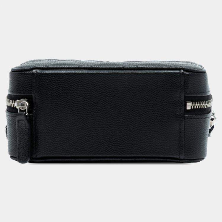 Pre Owned Chanel Black CC Quilted Caviar Camera Bag