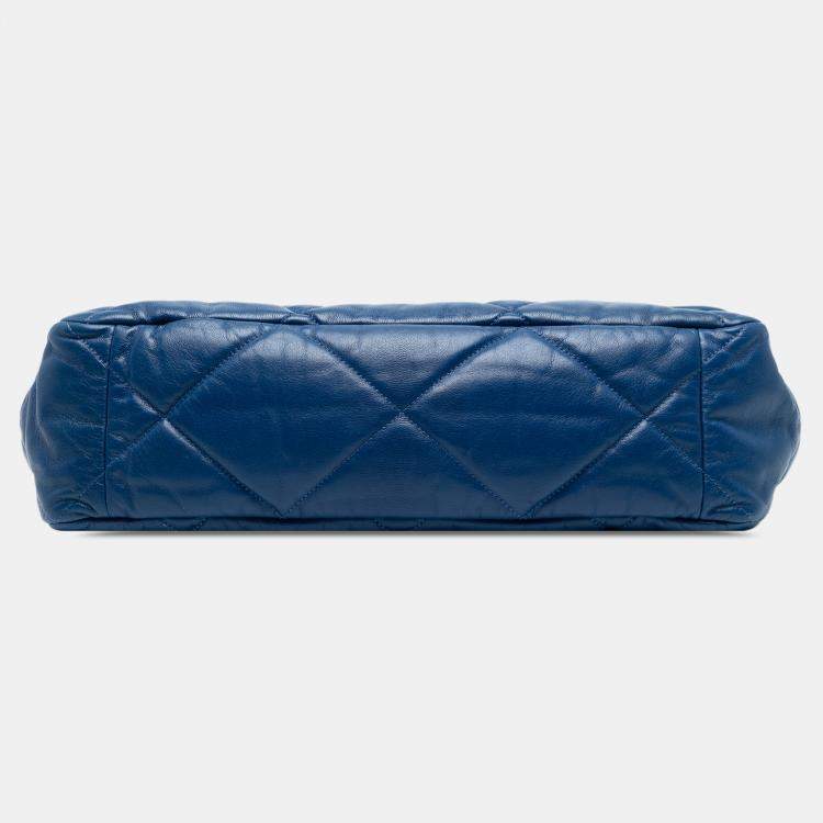 Pre Owned Chanel Blue Maxi Lambskin 19 Flap