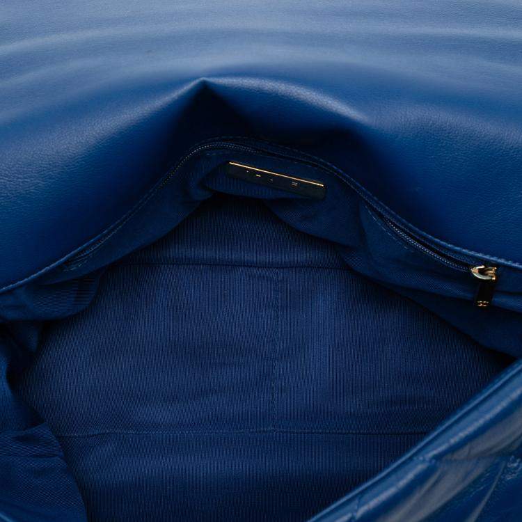 Pre Owned Chanel Blue Maxi Lambskin 19 Flap