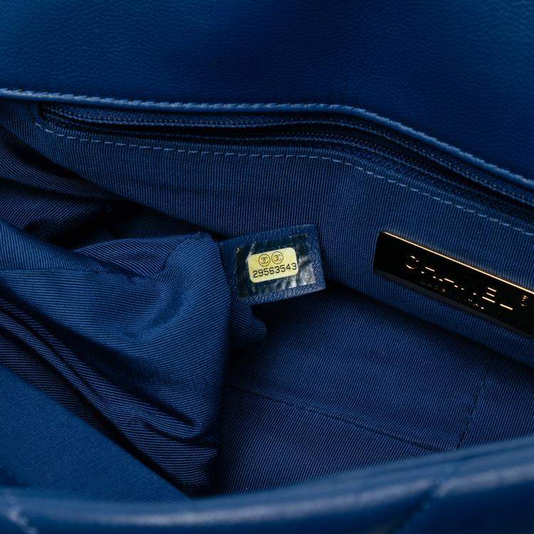 Pre Owned Chanel Blue Maxi Lambskin 19 Flap