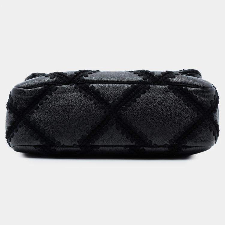 Pre Owned Chanel Black Medium Crochet Calfskin 19 Flap
