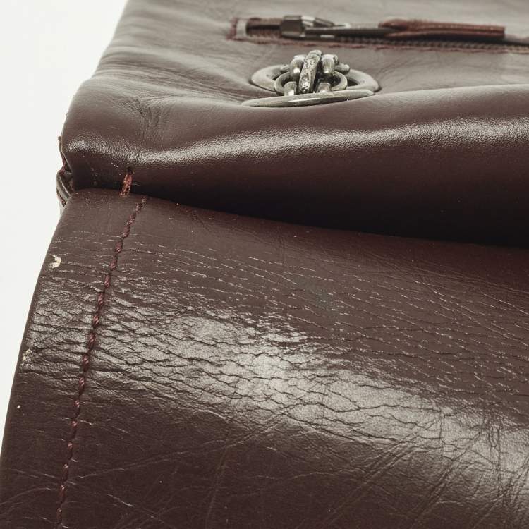 Pre Owned Chanel Lucky Charm Reissue 2.55 Classic 225 Dark Burgundy Aged Quilted Leather Flap Bag