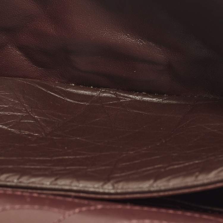 Pre Owned Chanel Lucky Charm Reissue 2.55 Classic 225 Dark Burgundy Aged Quilted Leather Flap Bag