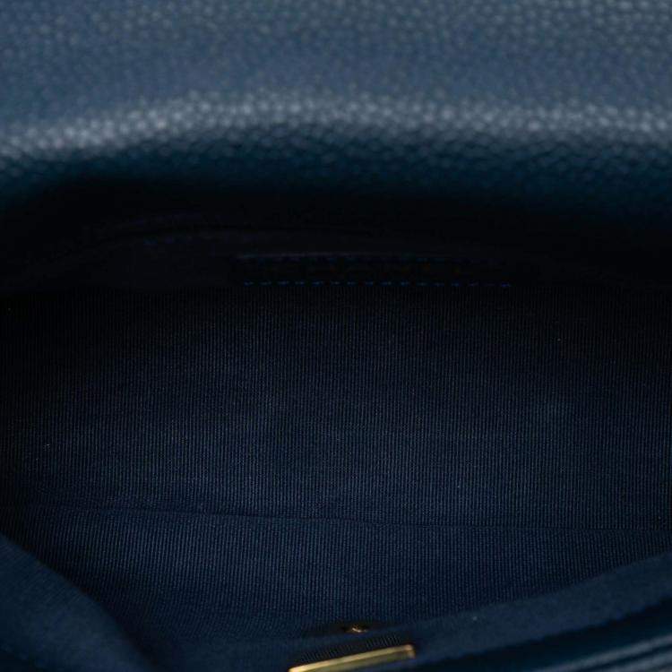 Pre Owned Chanel Blue Mini Quilted Caviar Chain Soul Flap