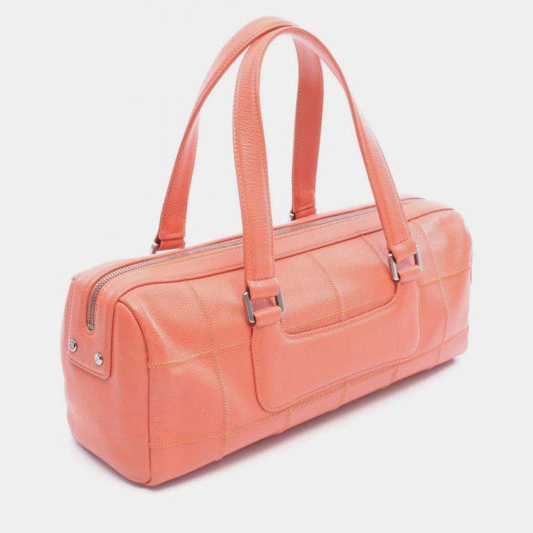 Pre Owned Chanel Chocolate Bar Hand Bag Leather Grained Calf Pink Shw Cc Coco