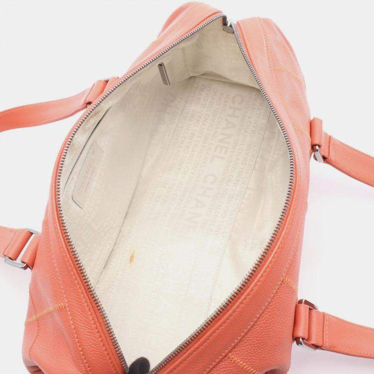 Pre Owned Chanel Chocolate Bar Hand Bag Leather Grained Calf Pink Shw Cc Coco