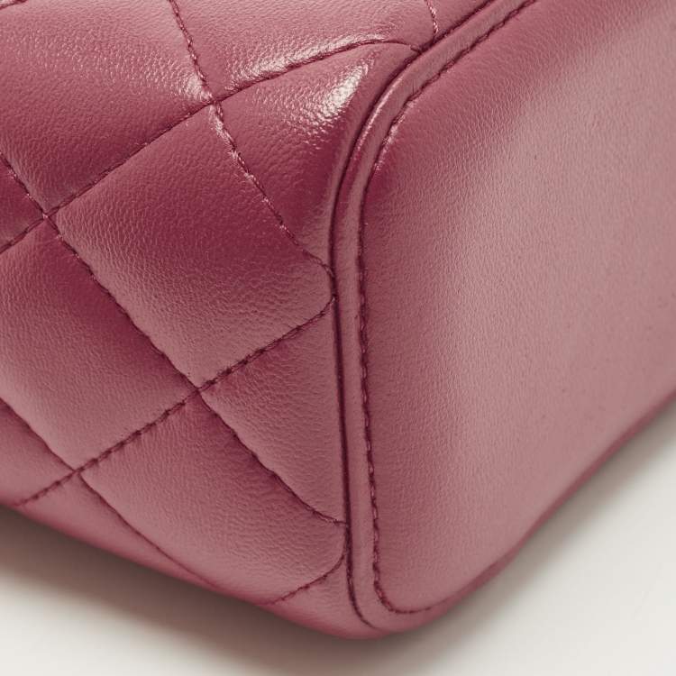 Pre Owned Chanel Vanity Case Mini Pink Quilted Leather Chain Bag