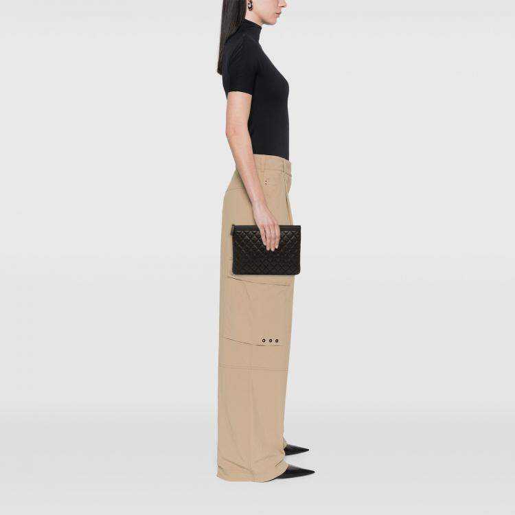 Pre Owned Chanel Black Medium Quilted Caviar Boy O Case Clutch