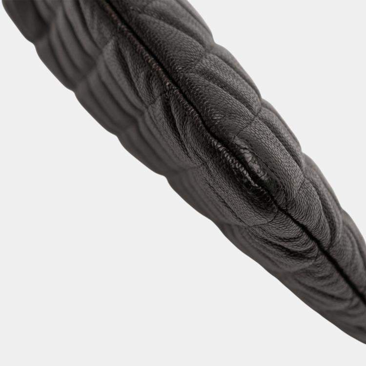 Pre Owned Chanel Black Medium Quilted Caviar Boy O Case Clutch