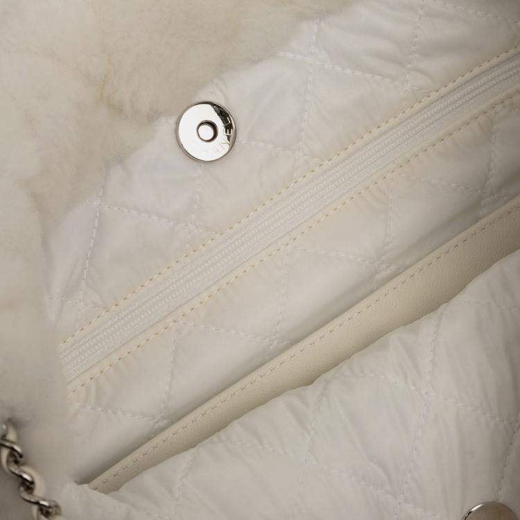 Pre Owned Chanel White CC Shearling Coco Neige Backpack