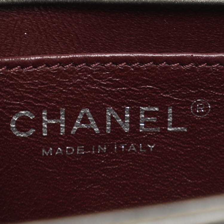 Pre Owned Chanel Propeller Mini Metallic Grey Leather Flap Bag