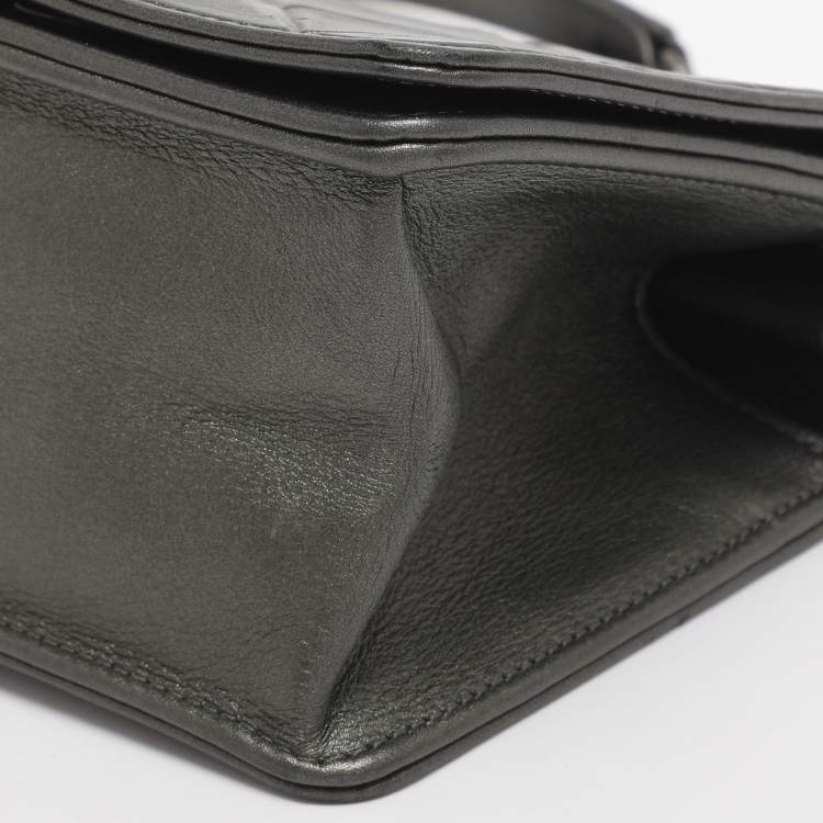 Pre Owned Chanel Propeller Mini Metallic Grey Leather Flap Bag