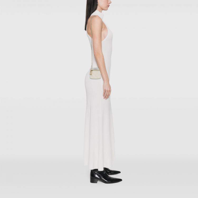 Pre Owned Chanel White Quilted Lambskin Chain and Charm Vanity Case