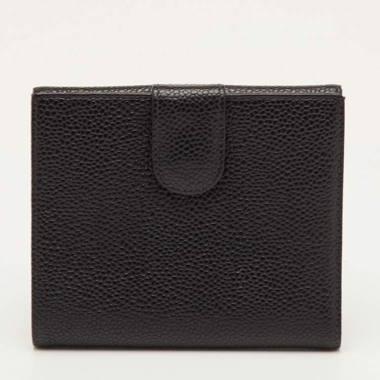 Pre Owned Chanel Black Caviar Leather CC Interlocking Compact Wallet
