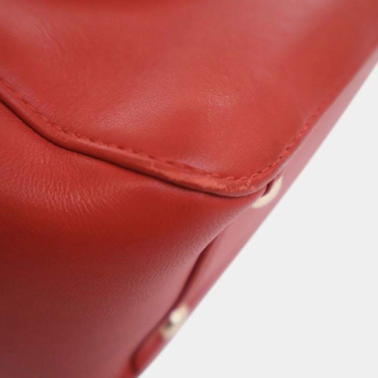 Pre Owned Chanel Red Small Lambskin CC Mania Shopping Tote