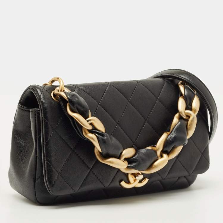Pre Owned Chanel Chain is More Black Quilted Leather Flap Bag