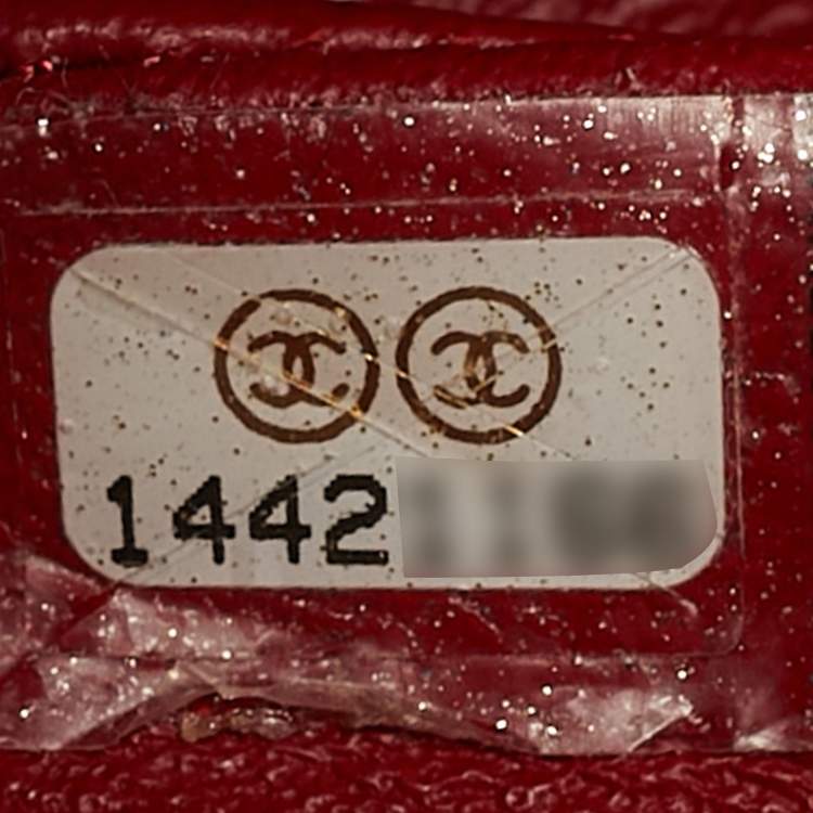 Pre Owned Chanel Classic Double Medium Red Quilted Patent Leather Flap Bag