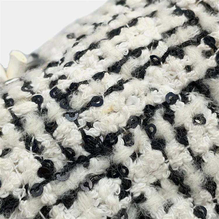 Pre Owned Chanel Mini Matelasse Chain shoulder White/Black Tweed