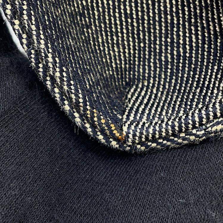 Pre Owned Chanel Chocolate Bar Chain Shoulder Bag Navy Denim