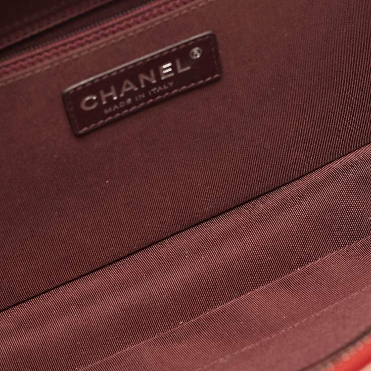 Pre Owned Chanel Coco Boy Medium Red Quilted Leather Camera Bag