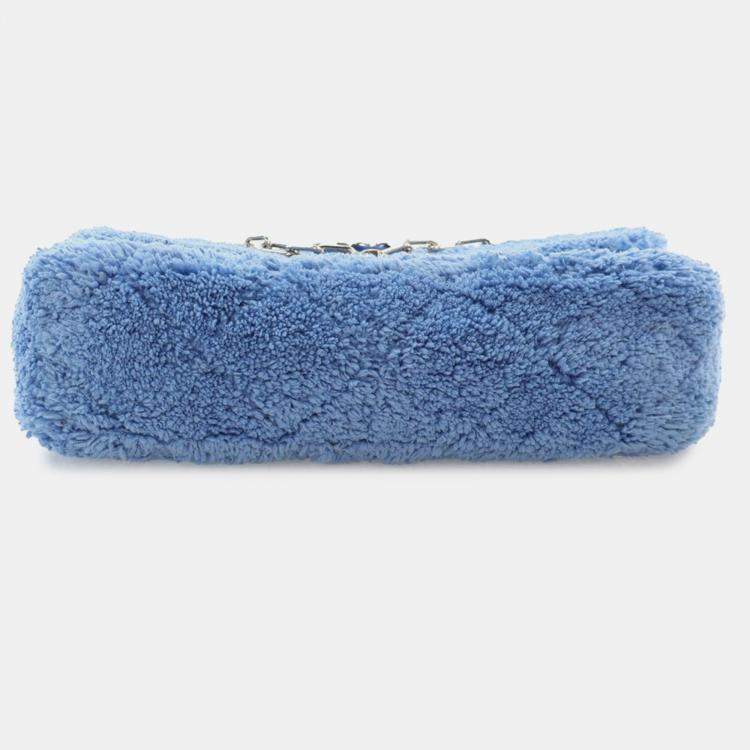 Pre Owned Chanel Blue Medium Quilted Terry Cloth Coco Beach Flap