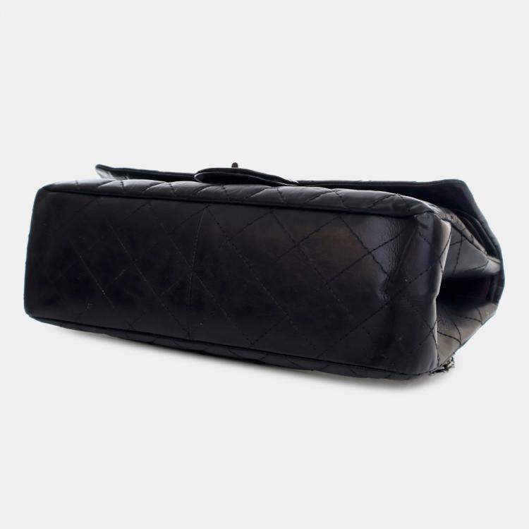 Pre Owned Chanel Black Reissue 2.55 Aged Calfskin Double Flap 227