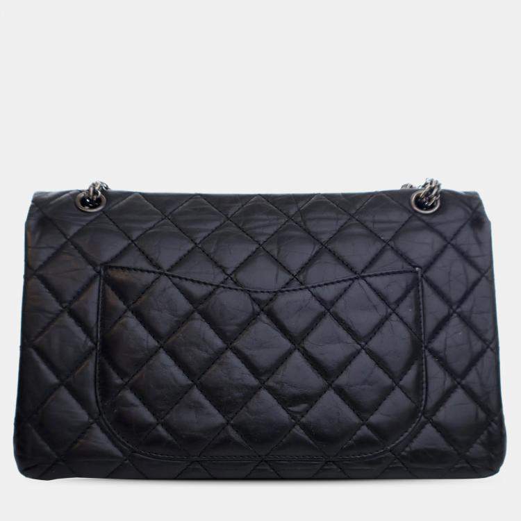 Pre Owned Chanel Black Reissue 2.55 Aged Calfskin Double Flap 227