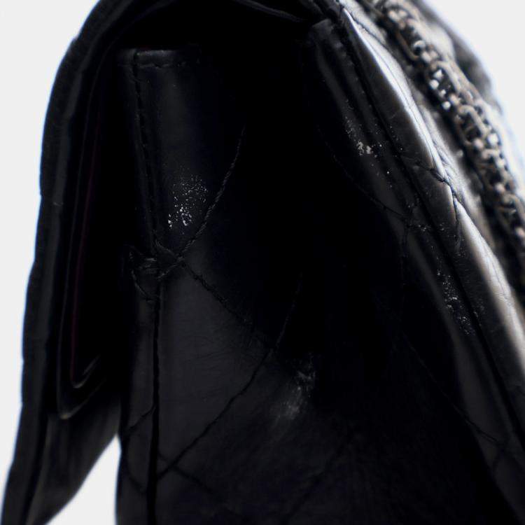 Pre Owned Chanel Black Reissue 2.55 Aged Calfskin Double Flap 227