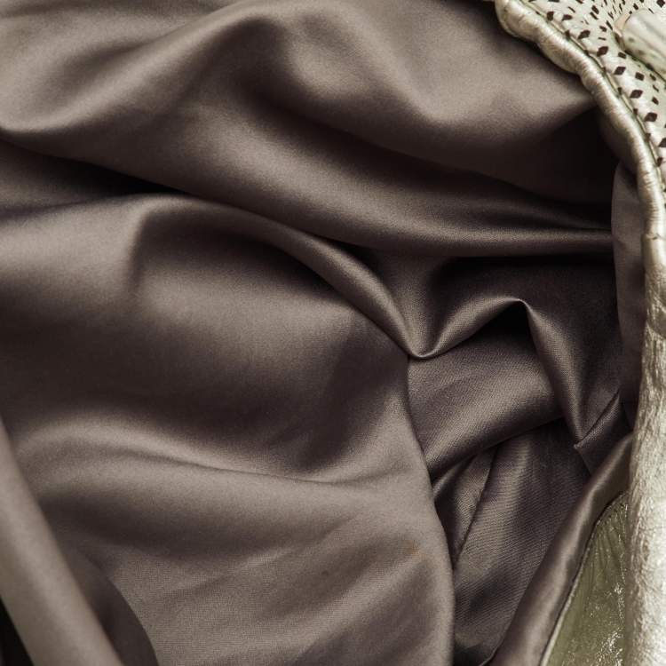 Pre Owned Chanel Rodeo Drive XL Metallic Silver Perforated Leather Bag