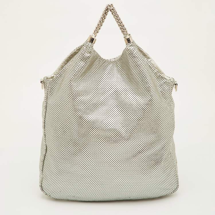 Pre Owned Chanel Rodeo Drive XL Metallic Silver Perforated Leather Bag