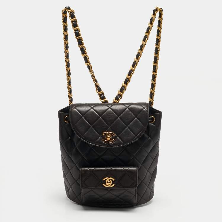 Pre Owned Chanel Duma Choco Brown Quilted Leather Backpack