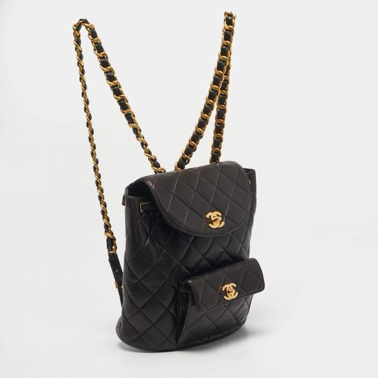 Pre Owned Chanel Duma Choco Brown Quilted Leather Backpack