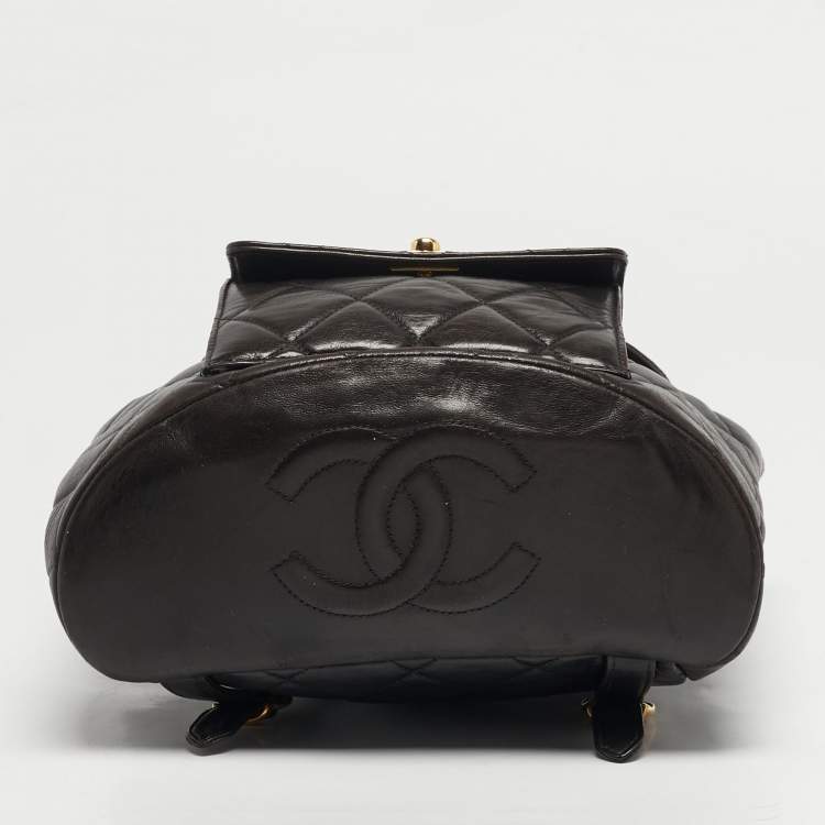 Pre Owned Chanel Duma Choco Brown Quilted Leather Backpack