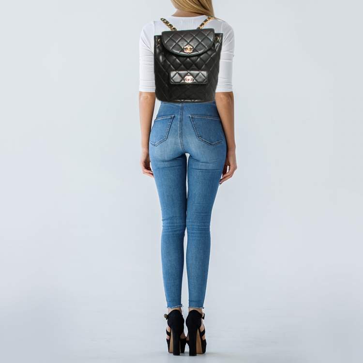 Pre Owned Chanel Duma Choco Brown Quilted Leather Backpack