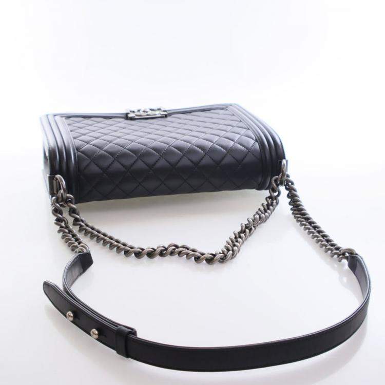 Pre Owned Chanel Large Lambskin Boy Bag