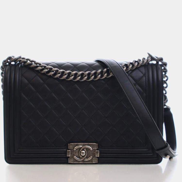 Pre Owned Chanel Large Lambskin Boy Bag