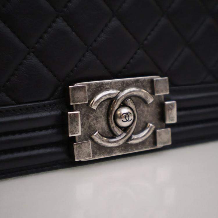 Pre Owned Chanel Large Lambskin Boy Bag