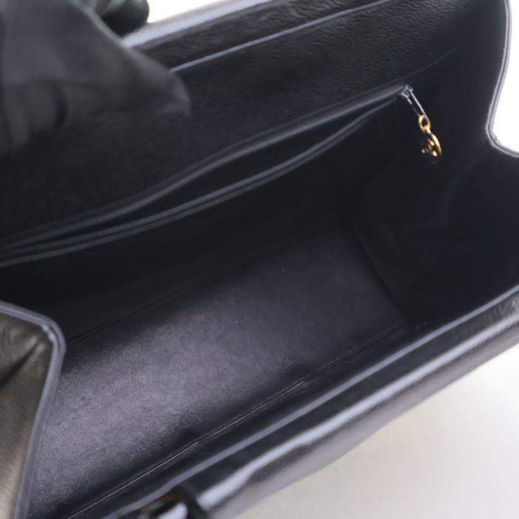 Pre Owned Chanel Vintage Medium Black Caviar Resin Top Handle Bag