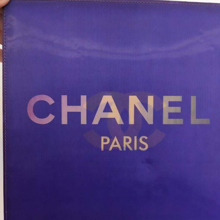 Pre Owned Chanel Purple Hologram Vinyl Square Chain Tote