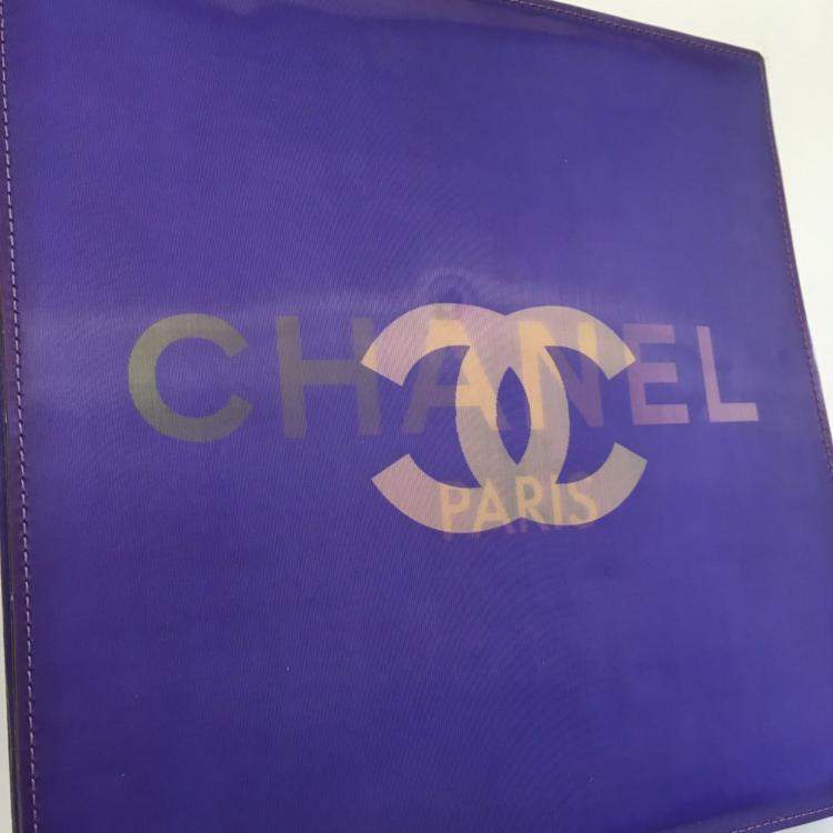 Pre Owned Chanel Purple Hologram Vinyl Square Chain Tote