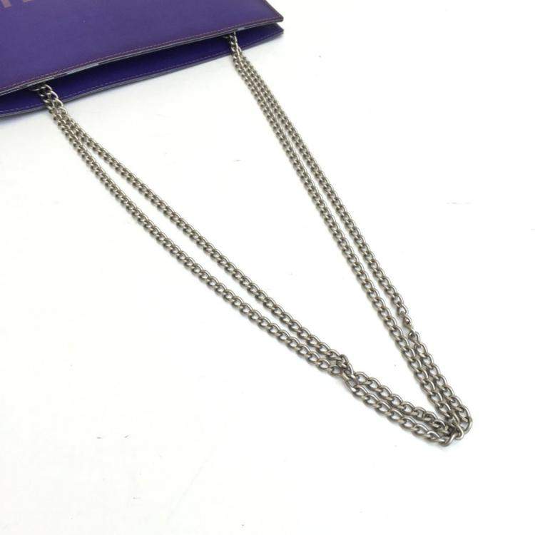 Pre Owned Chanel Purple Hologram Vinyl Square Chain Tote