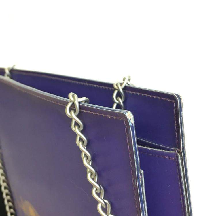 Pre Owned Chanel Purple Hologram Vinyl Square Chain Tote